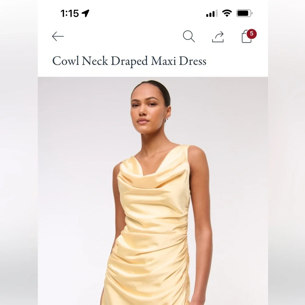 Abercrombie & Fitch Cowl Neck Draped Maxi Dress in yellow XS